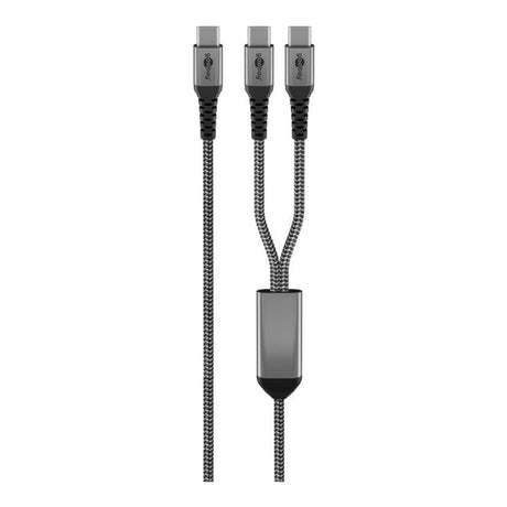 Goobay 1.5m USB-C Textile 60W PD Cable Black and Grey 75739