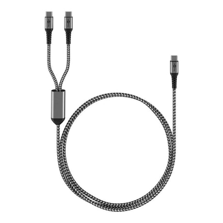 Goobay 1.5m USB-C Textile 60W PD Cable Black and Grey 75739