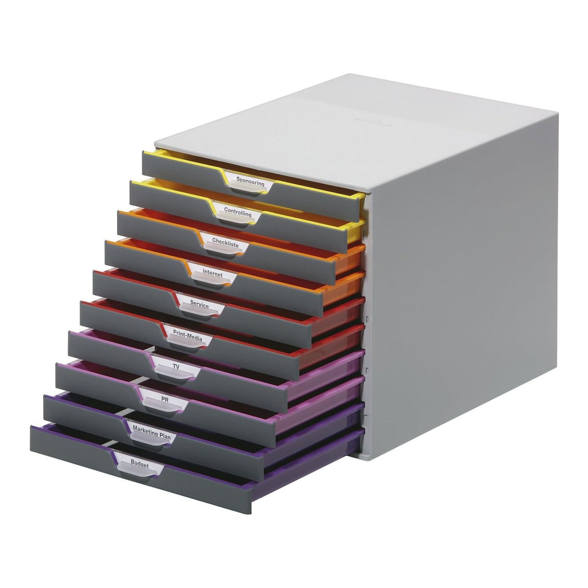 Durable Varicolor 10 Drawer Desktop Storage Box Grey 761027