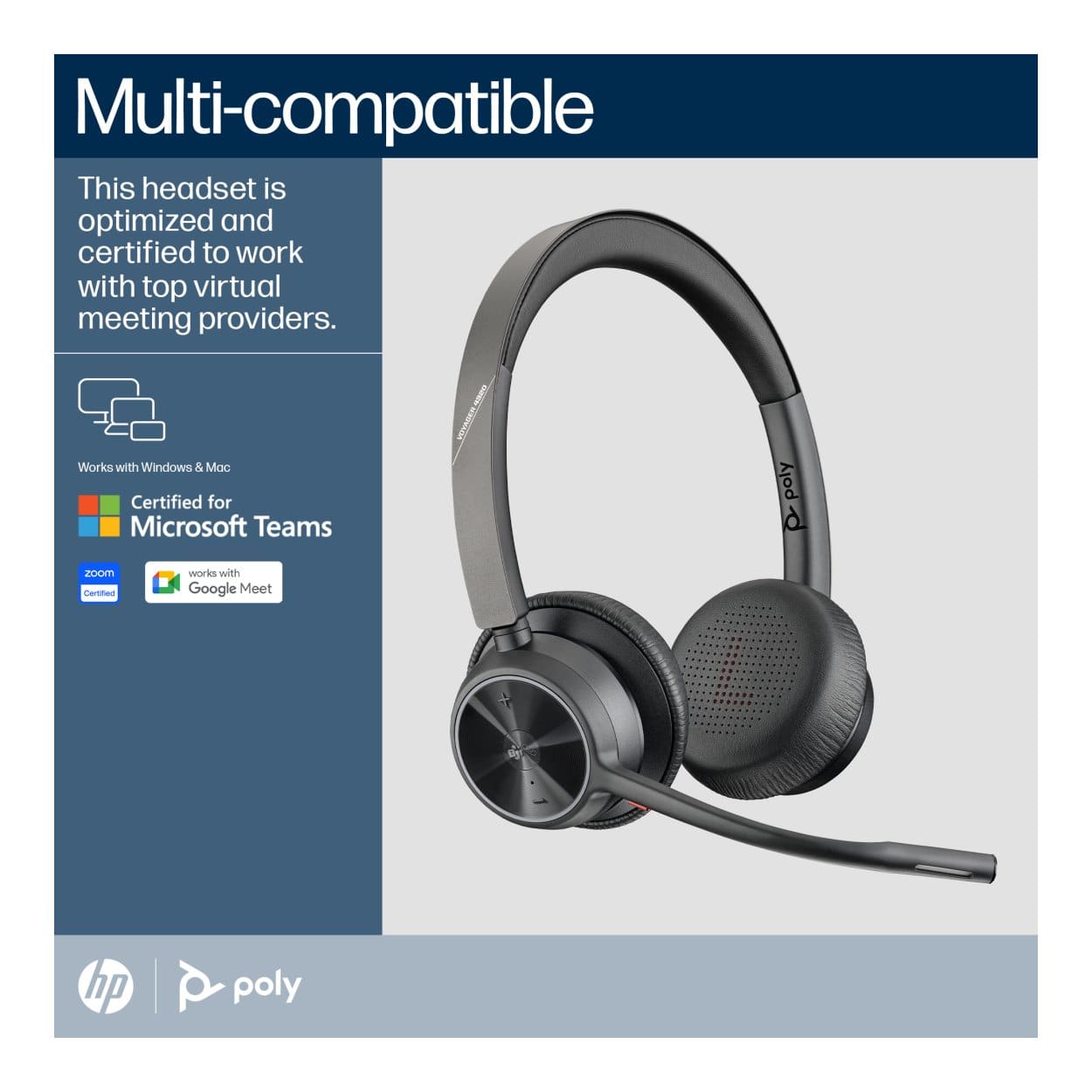 Poly Voyager 4320 Microsoft Teams Certified USB-A Stereo Headset