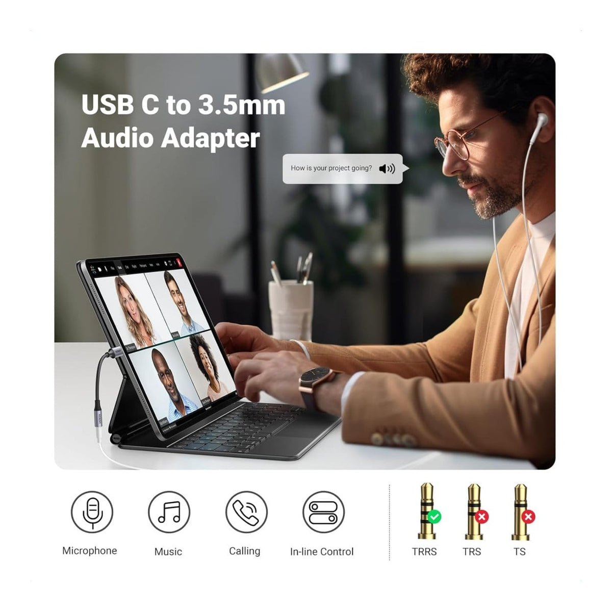 UGreen USBC M to 3.5mm F Jack Analog+Digital Adapter 80154