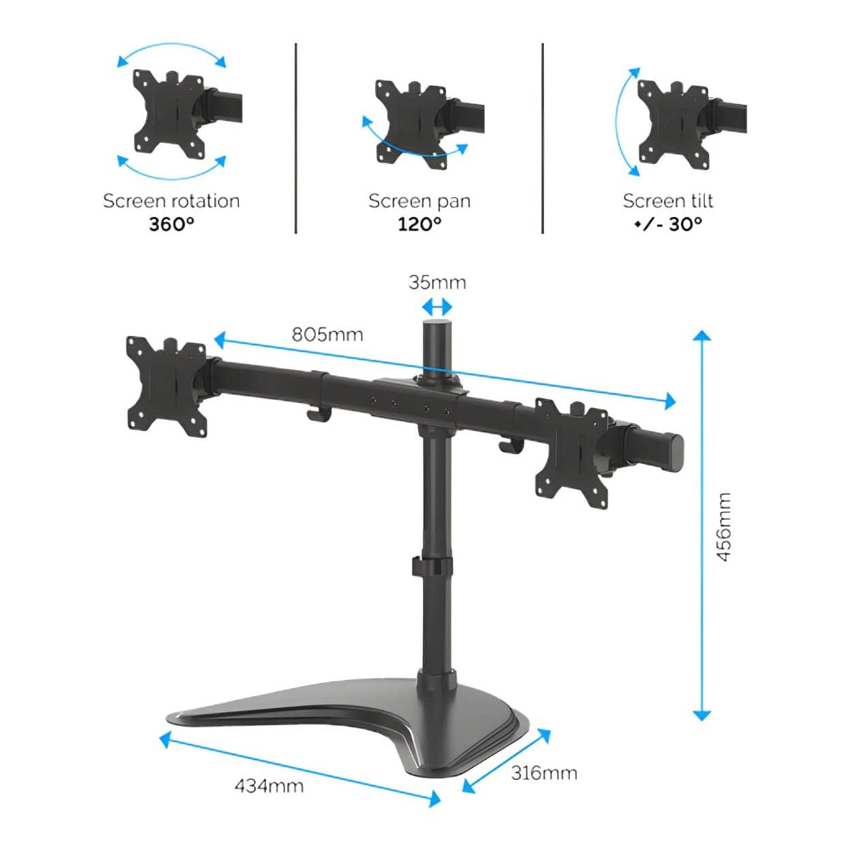Fellowes Professional Series Freestanding Dual Horizontal Monitor Arm 8043701