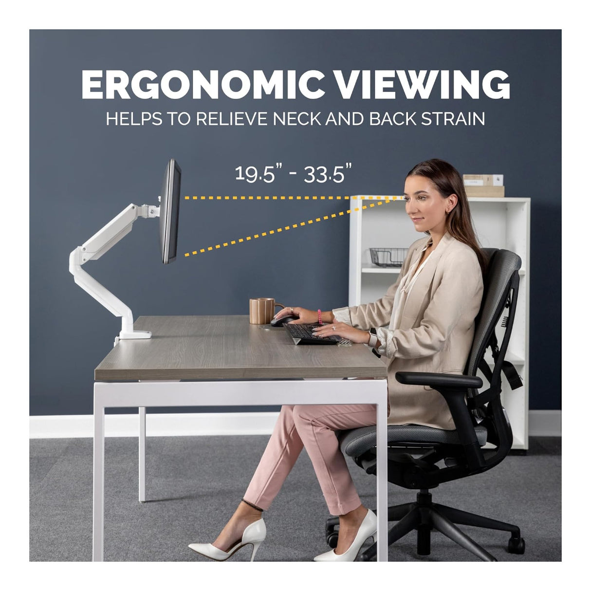 Fellowes Platinum Series 40-inch Desk Mount Monitor Arm White 8056201