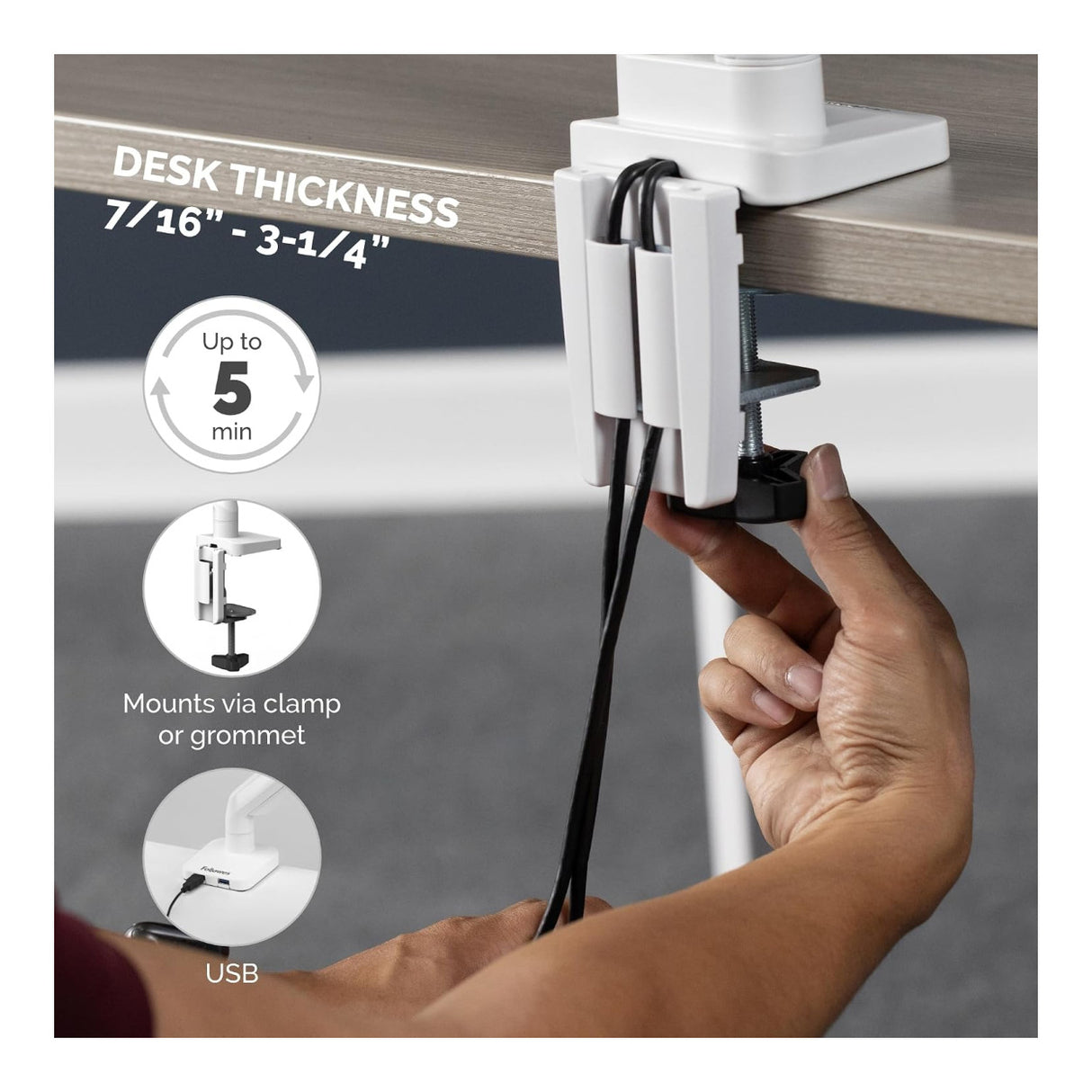 Fellowes Platinum Series 40-inch Desk Mount Monitor Arm White 8056201