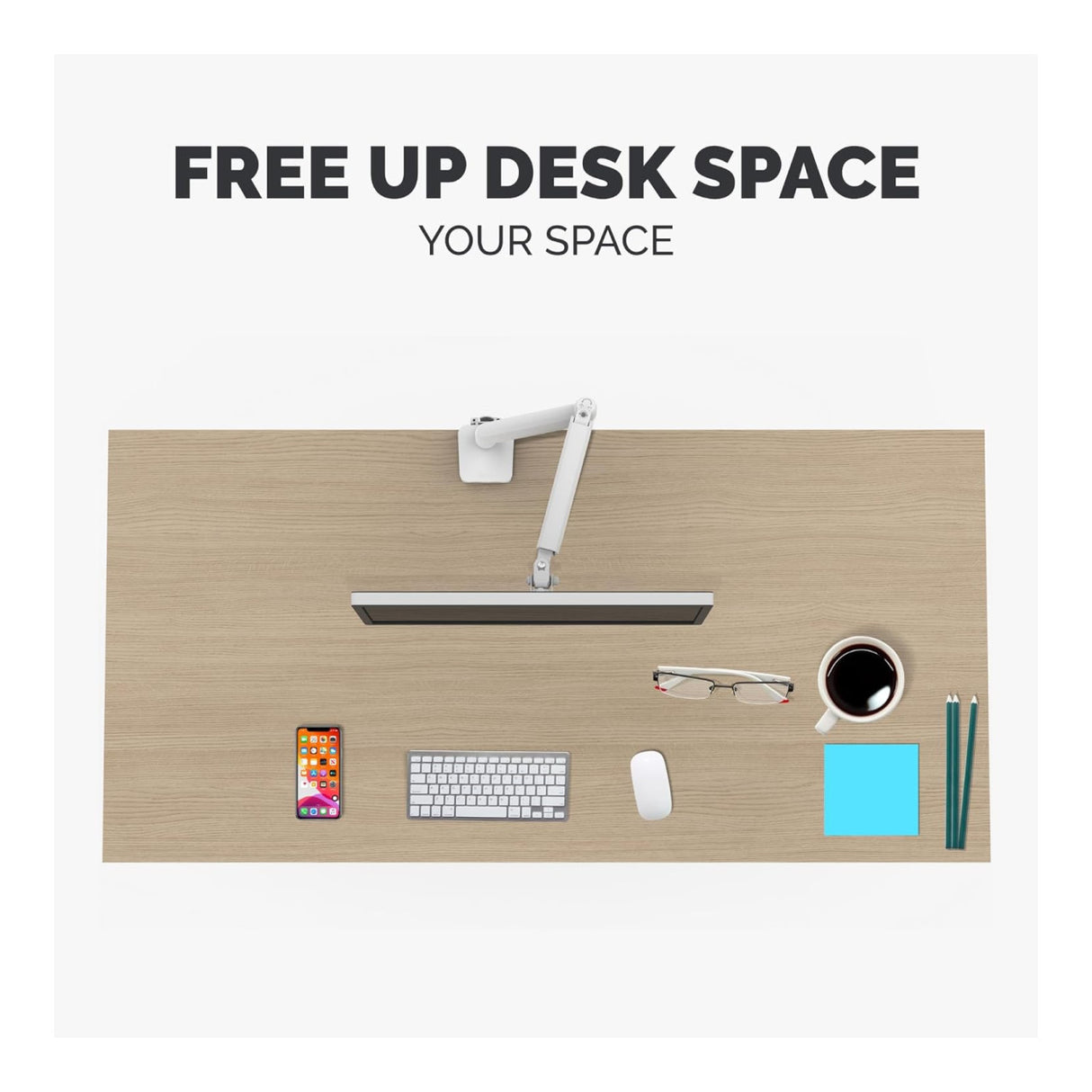 Fellowes Platinum Series 40-inch Desk Mount Monitor Arm White 8056201