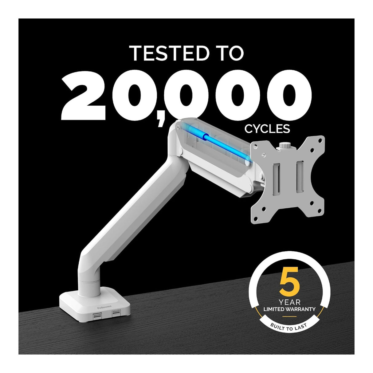 Fellowes Platinum Series 40-inch Desk Mount Monitor Arm White 8056201