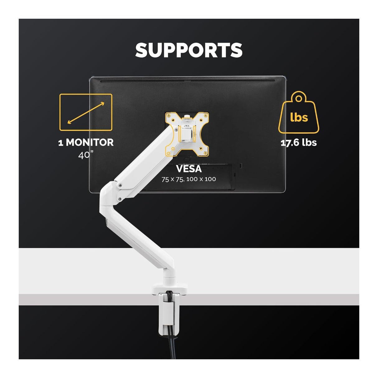 Fellowes Platinum Series 40-inch Desk Mount Monitor Arm White 8056201