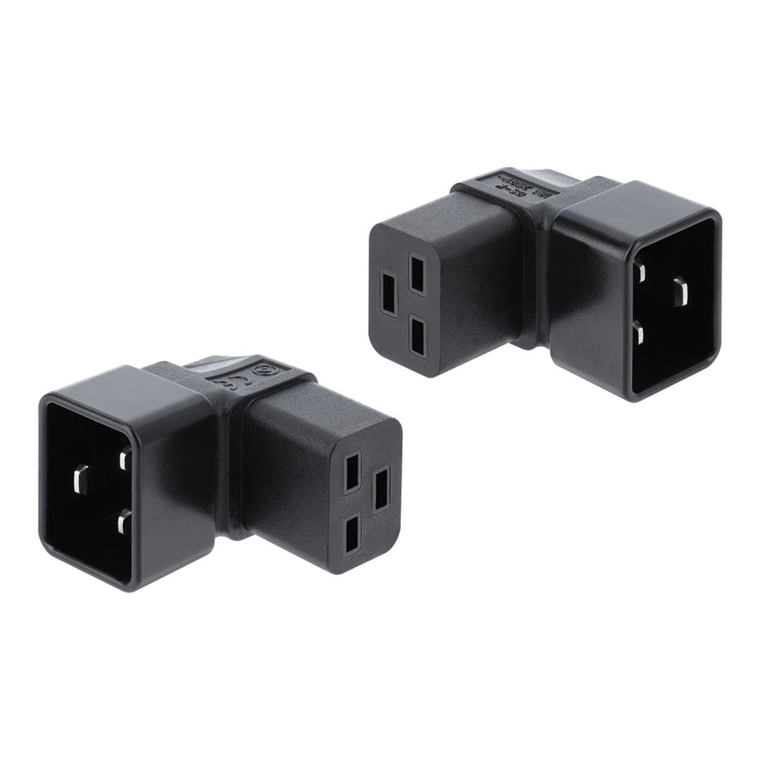 Delock 16A 250V IEC C20 Male to C19 Female 90 Degree Power Adapter 80658