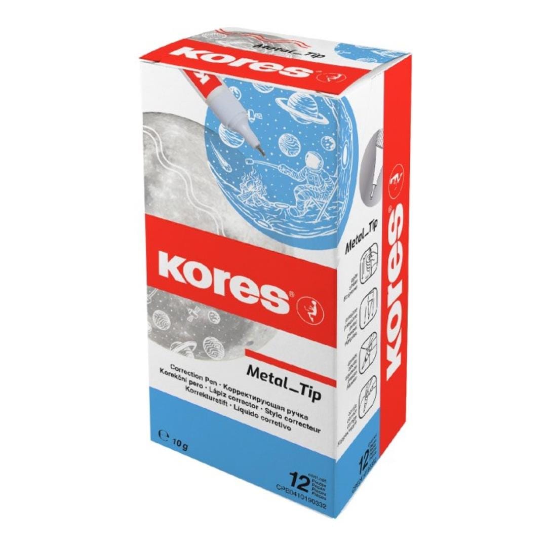 Kores Metal Tip Correction Pen 10m/g Transparent Lid 12-pack 83301
