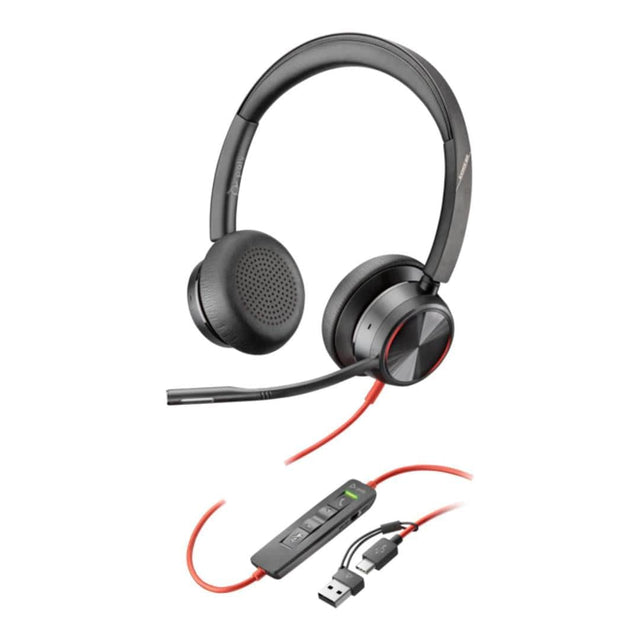 Poly Blackwire 8225 Wired Stereo Headset Black 8X223AA