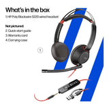 Poly Blackwire 5220 Stereo USB-C Headset with USB-A Adapter 8X231A6