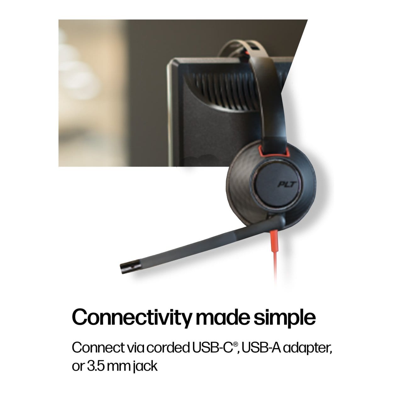 Poly Blackwire 5220 Stereo USB-C Headset with USB-A Adapter