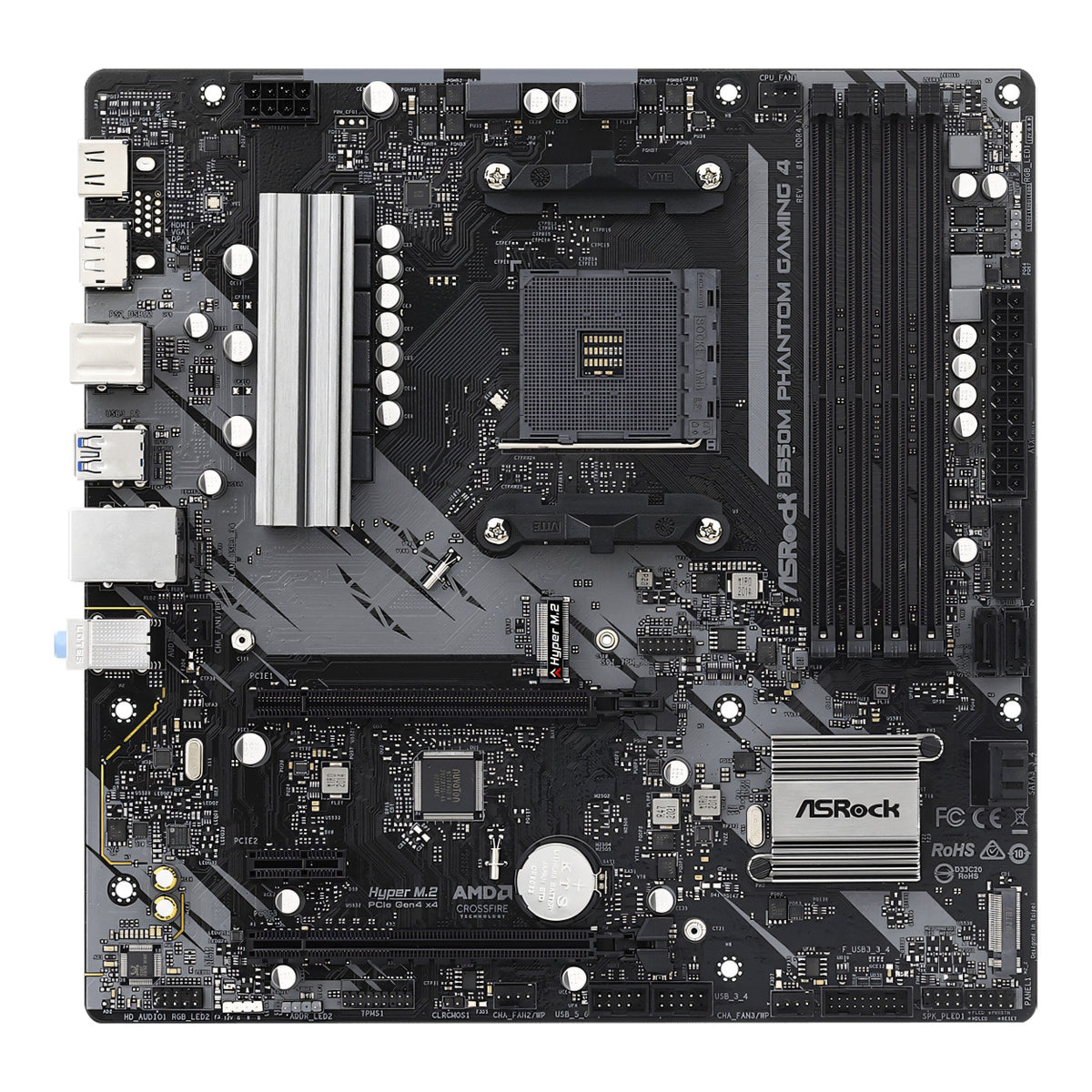 ASRock B550M Phantom Gaming 4 AMD Socket AM4 micro ATX Motherboard 90-MXBE90-A0UAYZ