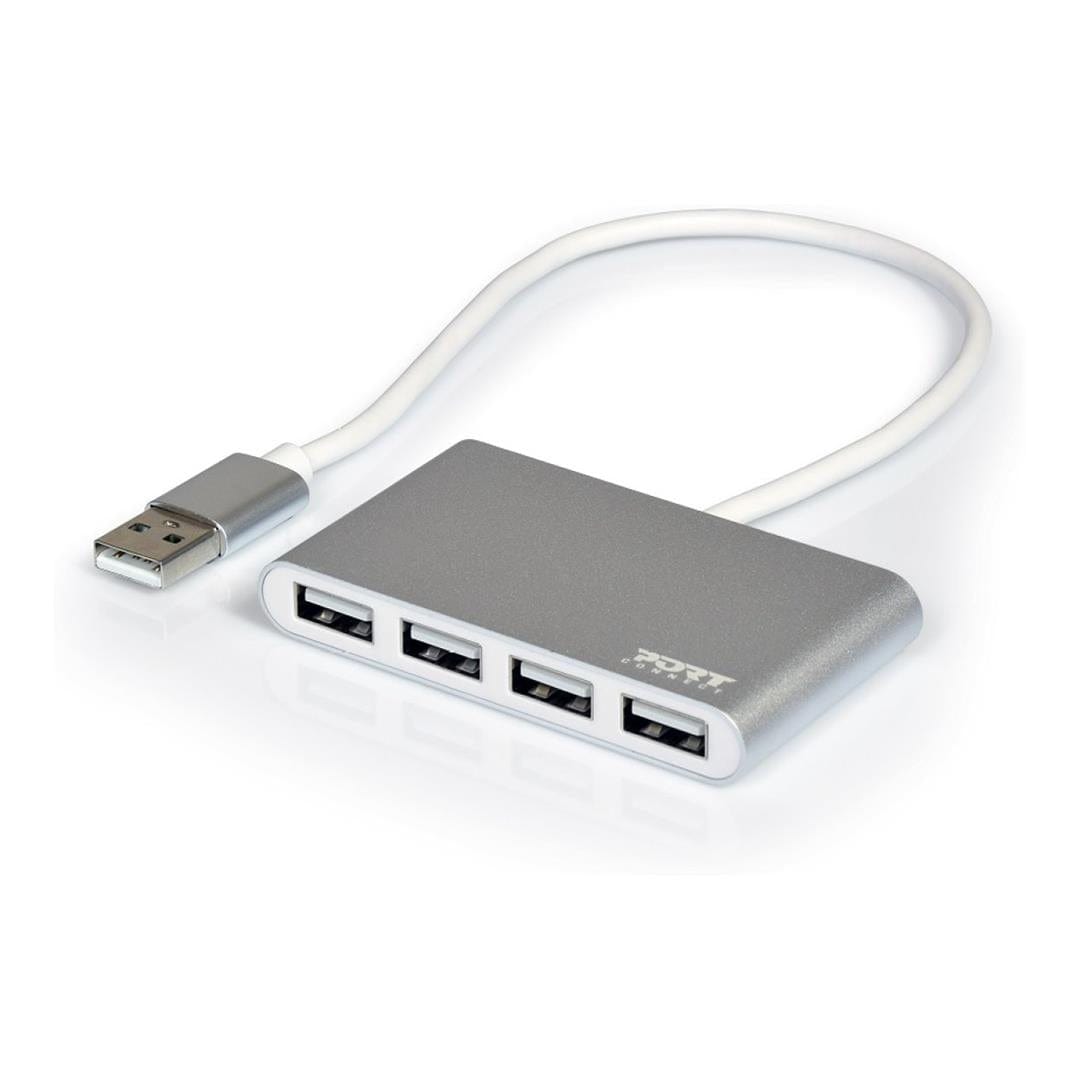 Port Designs 900120 interface hub USB 2.0 480 Mbit/s Grey White