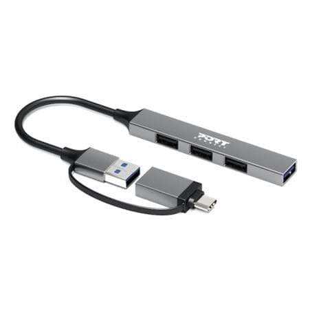 Port Designs 4-ports 480 Mbps Slim Multi USB Hub Silver 900160