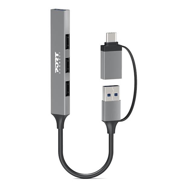 Port Designs 4-ports 480 Mbps Slim Multi USB Hub Silver 900160
