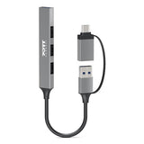 Port Designs 4-ports 480 Mbps Slim Multi USB Hub Silver 900160