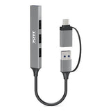 Port Designs 4-ports 480 Mbps Slim Multi USB Hub Silver 900160