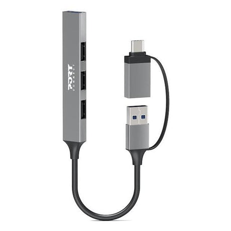 Port Designs 4-ports 480 Mbps Slim Multi USB Hub Silver 900160