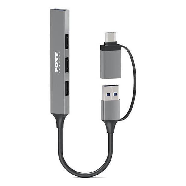 Port Designs 4-ports 480 Mbps Slim Multi USB Hub Silver 900160