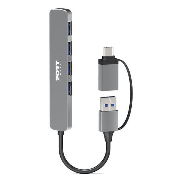 Port Designs 4-ports 5Gbps Multi USB Hub Silver 900161