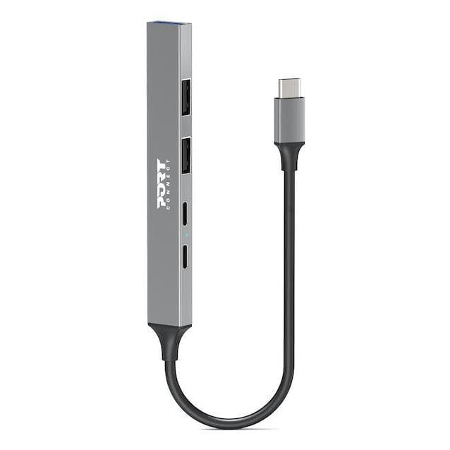 Port Designs 100W 5Gbps 4-port Multi USB-C Hub Silver 900163