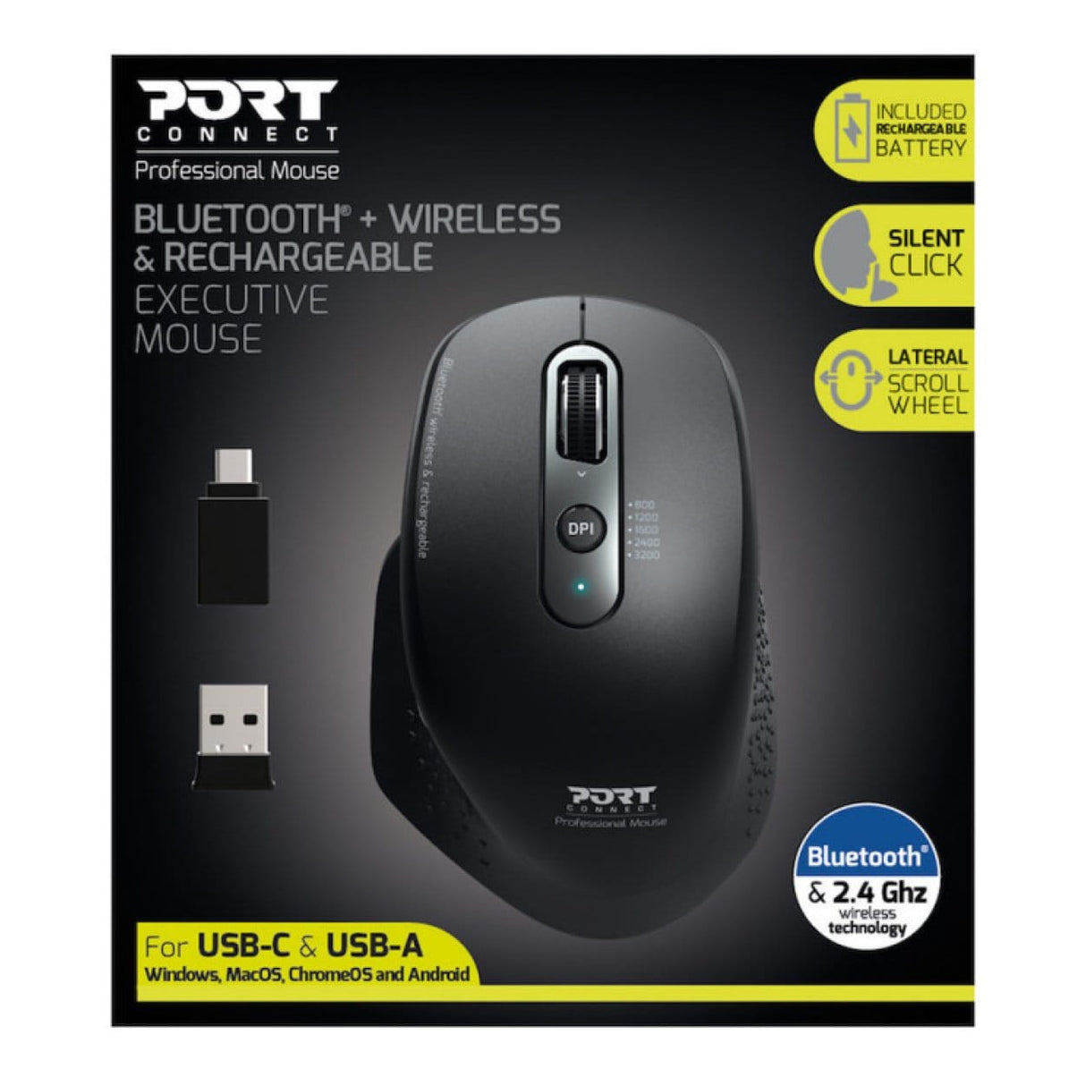 Port Designs Mouse Right-Hand RF Wireless+Bluetooth Optical 3200dpi 900716