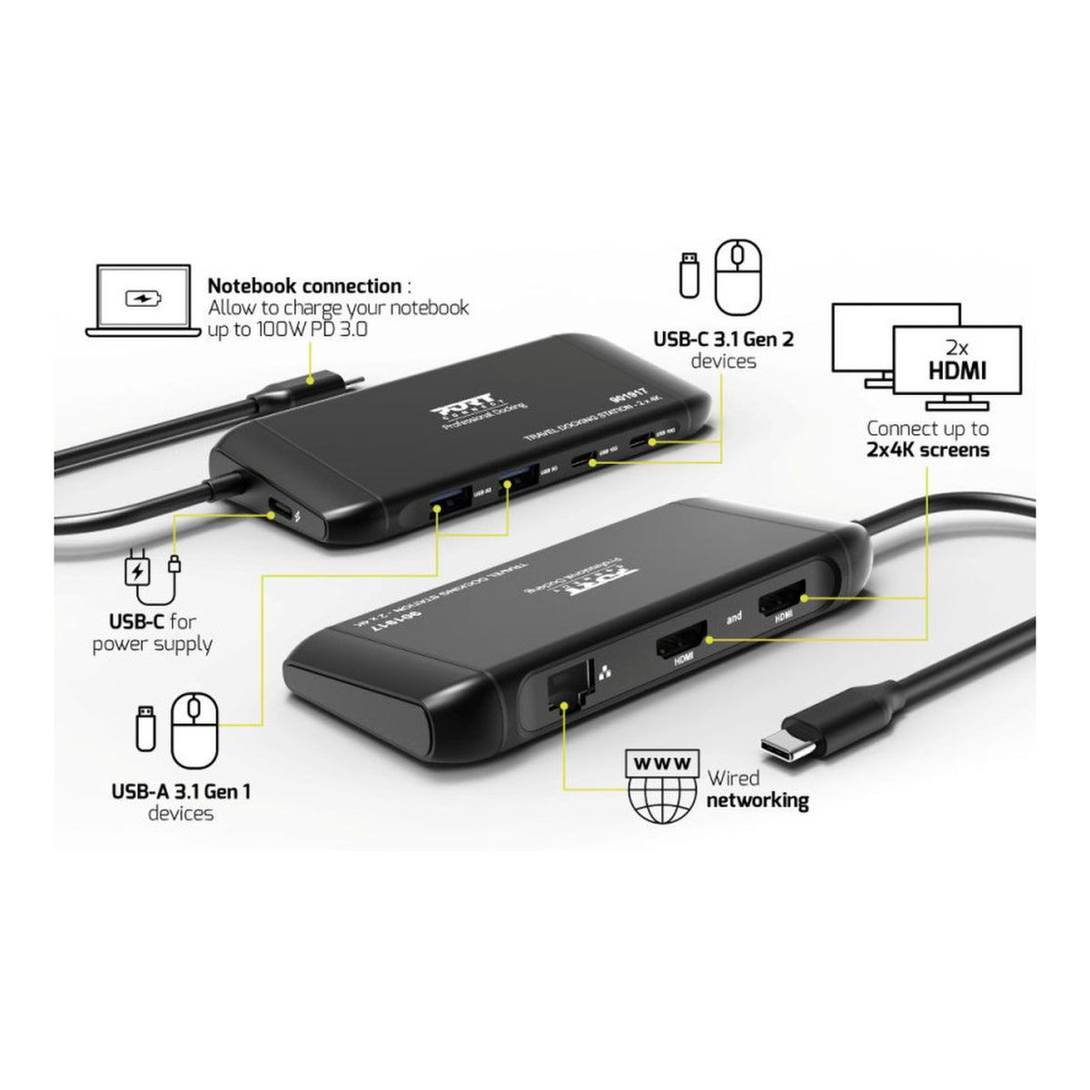 Port Designs 100W 7-in-1 Type-C Mobile Docking Station 901917