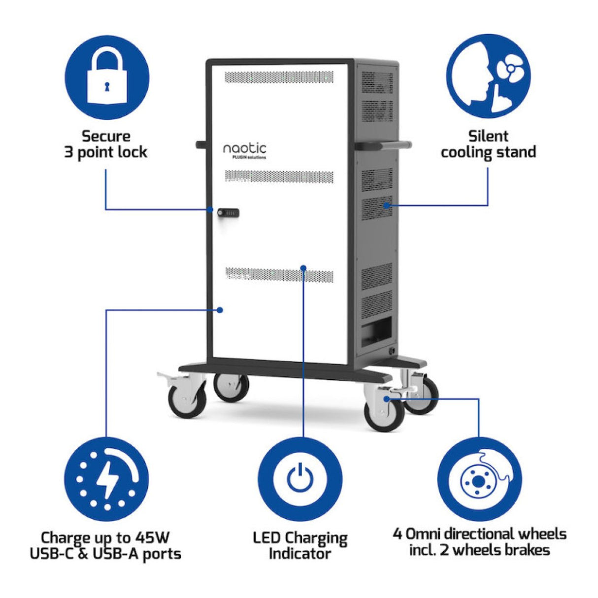 Port Designs Naotic 45W 30-device Tablet Charging Cabinet 903005