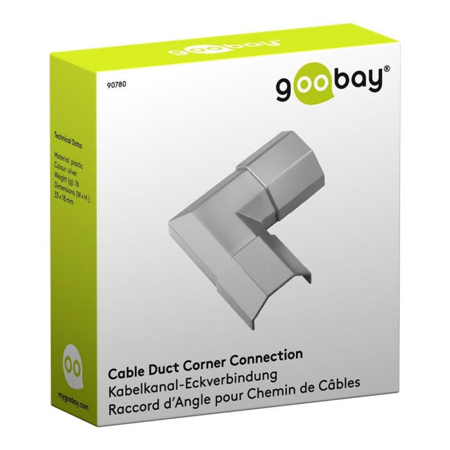 Goobay 33mm Cable Duct Corner Connection for Extending Cable Ducts Silver 90780