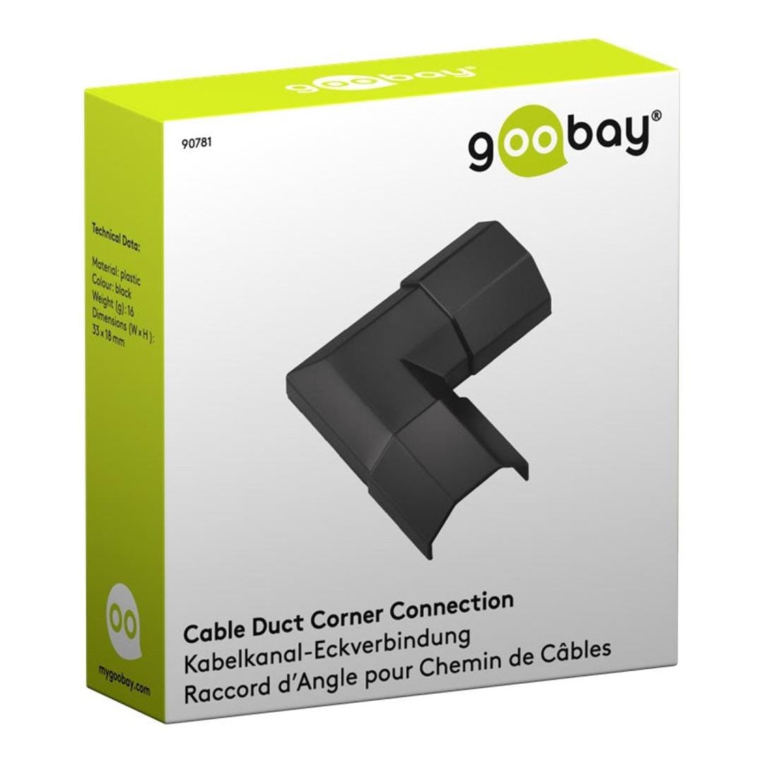 Goobay 33mm Cable Duct Corner Connection for Extending Cable Ducts Black 90781