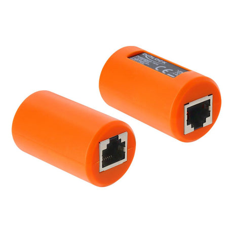 Delock CAT6A Shielded RJ45 Female to Female Coupler with Surge Protection Orange 90988