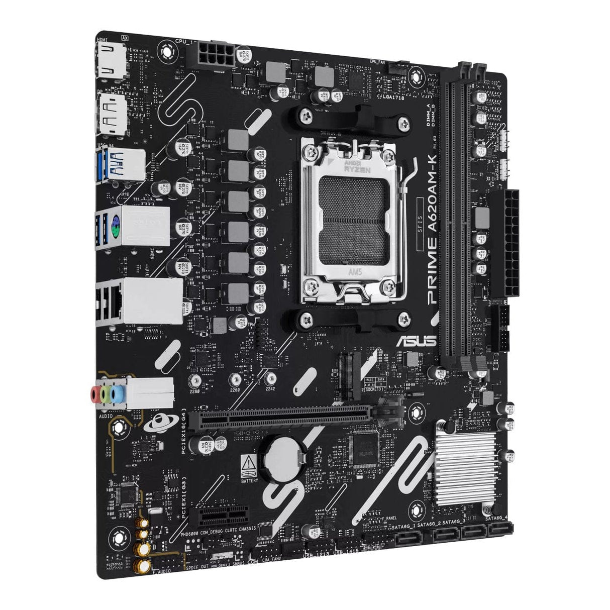 ASUS PRIME A620AM-K AMD Socket AM5 micro ATX Motherboard 90MB1GX0-M0EAY0