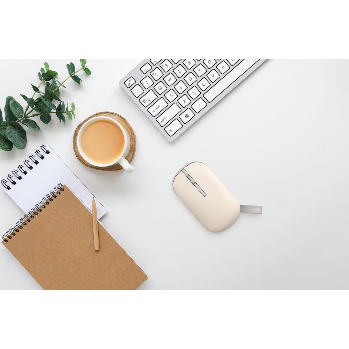 ASUS Marshmallow MD100 Wireless Ambidextrous Mouse - Beige 90XB07A0-BMU0A0