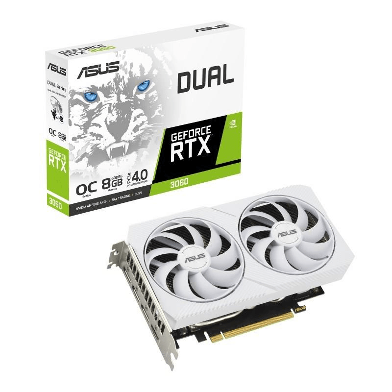Asus Dual White OC Edition Nvidia GeForce RTX 3060 8GB GDDR6 Graphics Card 90YV0GB7-M0NA00