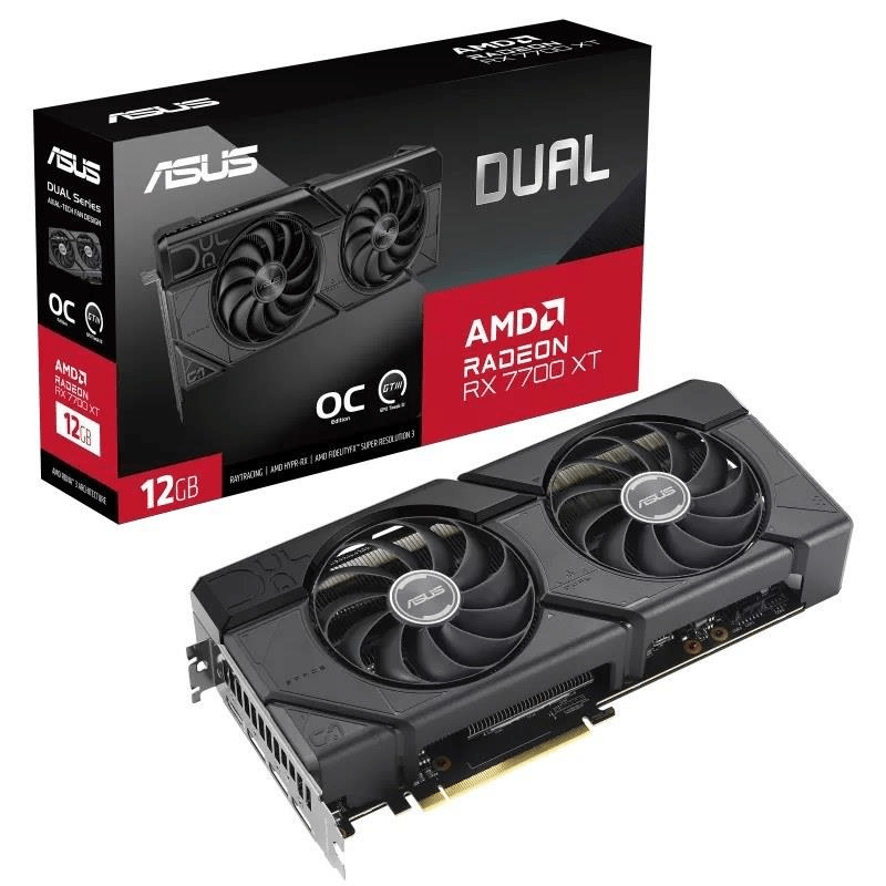 ASUS Dual AMD Radeon RX 7700 XT OC Edition 12GB GDDR6 Graphics Card 90YV0JZ0-M0NA00