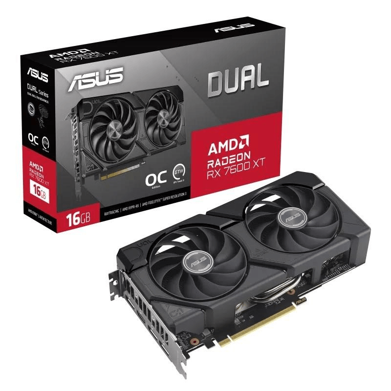 ASUS Dual Radeon RX 7600 XT OC Edition 16GB GDDR6 Graphics Card