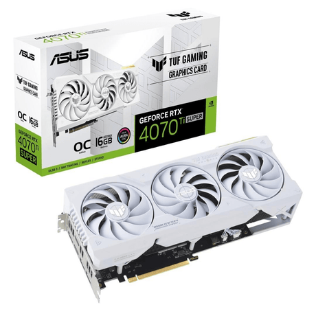 ASUS TUF Gaming Nvidia GeForce RTX 4070 Ti Super OC Edition 16GB GDDR6X Graphics Card - White 90YV0KF2-M0NA00