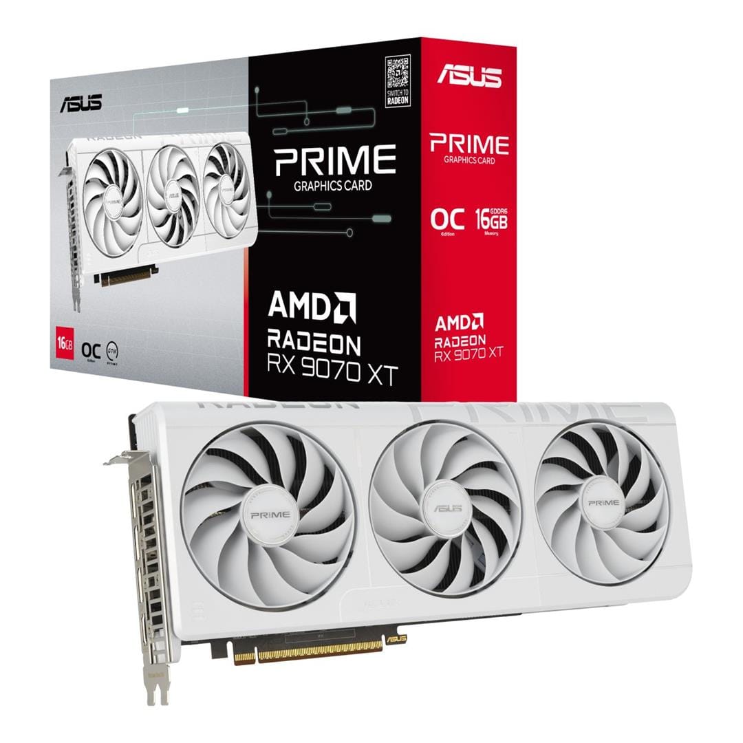 ASUS Prime AMD Radeon RX 9070 XT 16GB GDDR6 Graphics Card - White OC Edition 90YV0L75-M0NA00