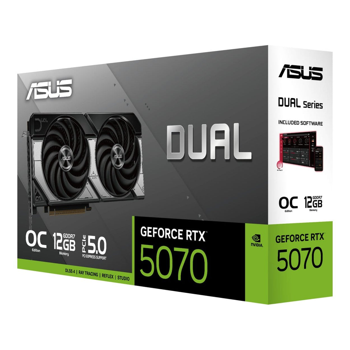 ASUS Dual GeForce RTX 5070 12GB GDDR7 OC Edition Graphics Card 90YV0M17-M0NA00