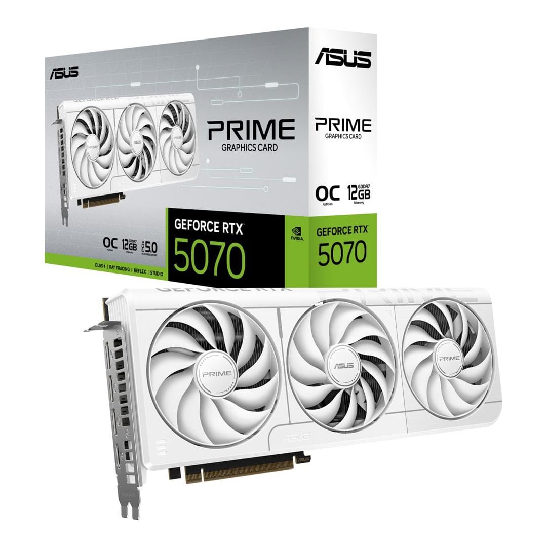 ASUS Prime GeForce RTX 5070 12GB GDDR7 Graphics Card - White OC Edition 90YV0M19-M0NA00