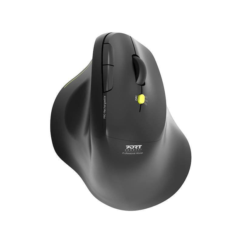 Port Designs 2.4GHz Ergo Soft Wireless and Bluetooth Rechargeable Mouse Black 910200