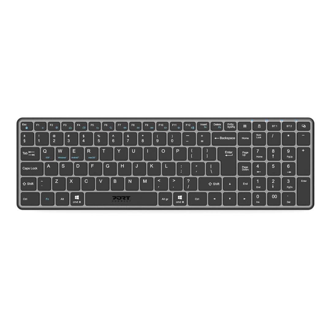 Port Designs Compact Pro Rechargeable Bluetooth Keyboard Black 911002QWI