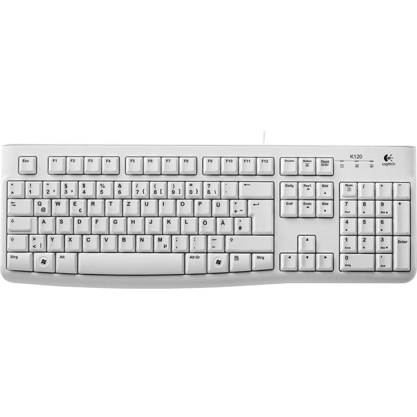 Logitech K120 USB Keyboard German - White 920-003626
