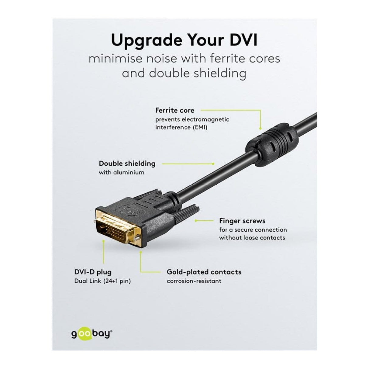 Goobay 1.8m DVI-D Dual Link Gold-Plated Cable 93574