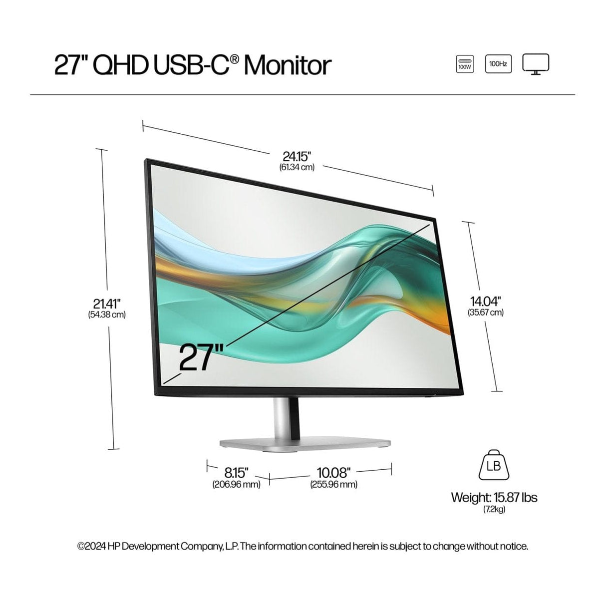 HP Series 5 Pro 527pu 27-inch 2560 x 1440p QHD 16:9 100Hz 5ms LED IPS Monitor 9E0G5AA