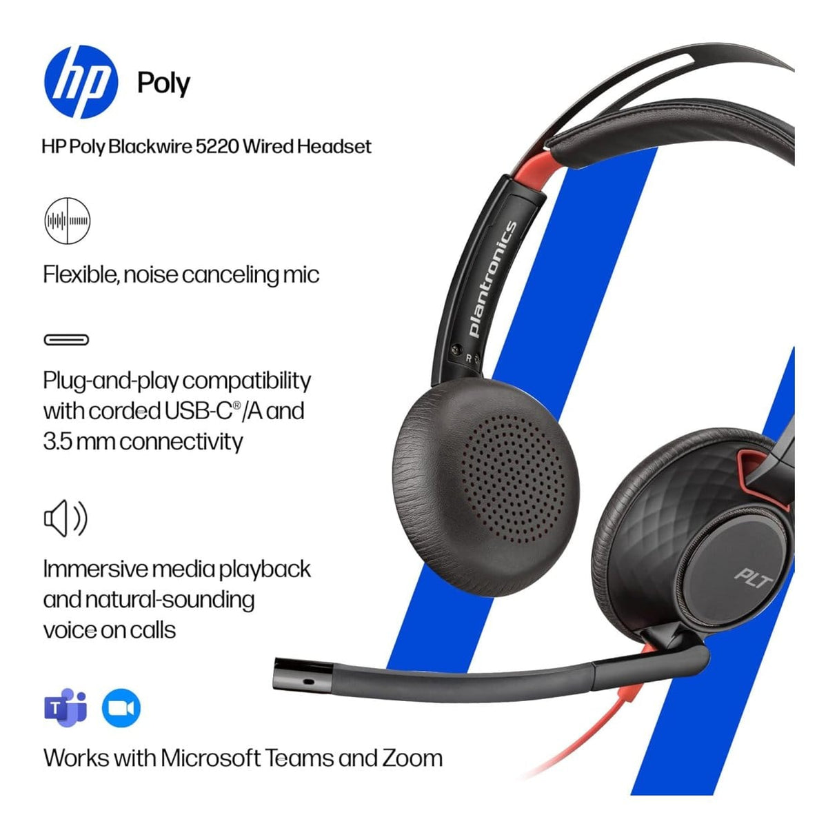 Poly Blackwire 5220 Wired Headset 9P7X6AA