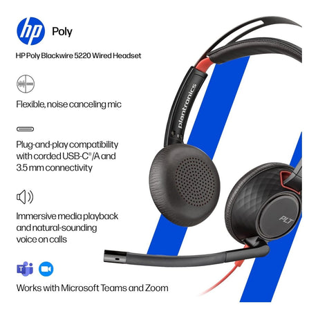 Poly Blackwire 5220 Wired Headset 9P7X6AA