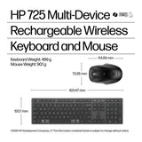 HP 725 Multi-Device Rechargeable Wireless Keyboard and Mouse Combo Black 9T5B0UT