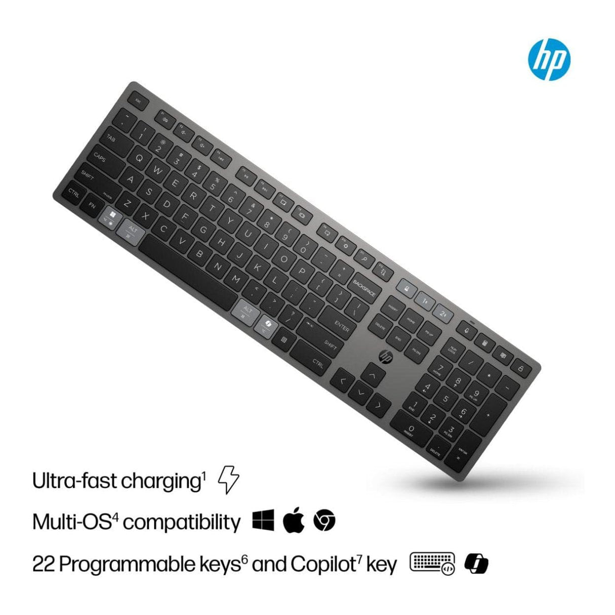 HP 720 Wireless Rechargeable Keyboard Black 9T5B1AA